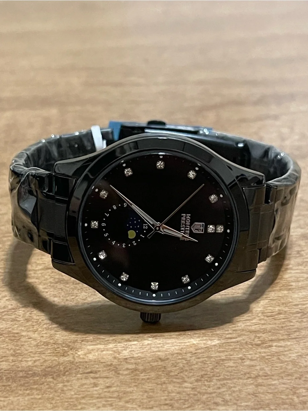 Montres Prestige Men 42mm Black Tone Case Black Metal Dial new